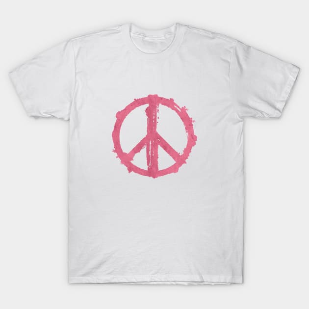 PEACE Symbol Dark Pink T-Shirt by JTEESinc